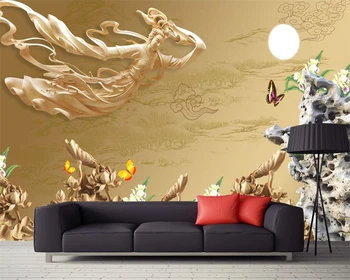 Beibehang Užsakymą tapetai įspausti fono sienos plaukioja medžio drožyba freskomis kambarį, miegamąjį, tv, sofa fone 3d tapetai