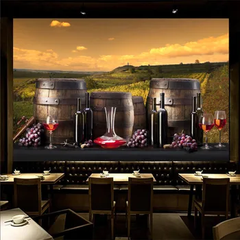 Raudonas Vynas ir Vynuogynai 3D Foto Tapetai Modernus Raudonas Vynas Pardavimo Center 