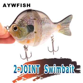 AYWFISH 9CM 34.5 G Netikrą Jaukų 2 Sujungta Swimbait Kriaukle Riebalų, Dirbtinių Sunku Masalas Modeliavimas Spalva Crankbait Bulegill Žvejybos Reikmenys