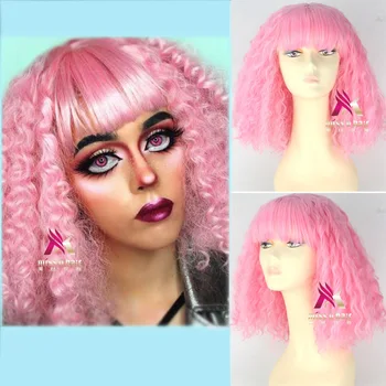 Rožinė Nicki Minaj Amerikos Žvaigždė pink garbanotas perukas šalies rožinis perukas Vaidmuo Žaisti plaukų Komiksų išgalvotas plaukų su plaukų+perukas bžūp nemokamas pristatymas