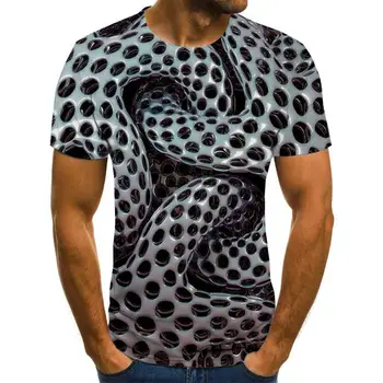 2023 3D Stereoskopinis Modelis T-shirt vasariškas O-apykaklę, Trumpas rankovėmis Marškiniai vyriški Laisvalaikio Viršūnės