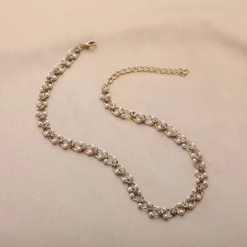 Korėjos elegantišką perlų žiedą, karoliai moterų, Mergaičių Mados cirkonis Vestuvės Juvelyrika karoliai moterims