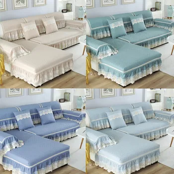 Modernus paprastumas, neslidžia sofos apima Poliesteris quilting vienetų Keturis sezonus universalus audinio sofos pagalvėlių baldai apima