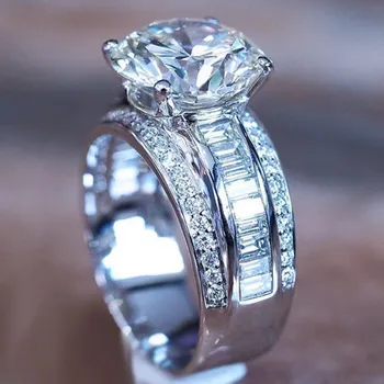 Populiarus Prabangus Vestuvinis Žiedas Su Big Kubinis Cirkonis Mados Kristalų Papuošalai Moterims, Pasiūlyti Dovana Draugei