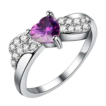 meilė širdies violetinė cirkonis Didmeninė 925 papuošalai sidabro padengtą žiedas ,papuošalų mados Žiedas Moterims, /GSUSLJFP VCRLJKCN