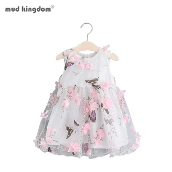 Mudkingdom Vasaros Gėlių Mergaitės Suknelė 3D Organza, Megztinis, Suknelė Mergaitėms Derliaus Suknelės Gėlių Cute Drabužiai Vaikams Sundress