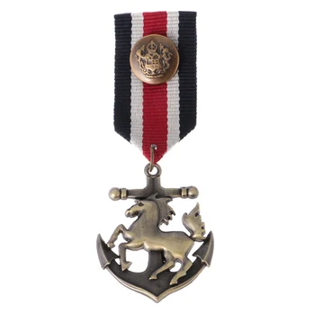 Unisex Derliaus Karinio Jūrų Laivyno Stiliaus Arklių Saito Dizainas Medalis Sagė Atlapas Pin Punk Papuošalai