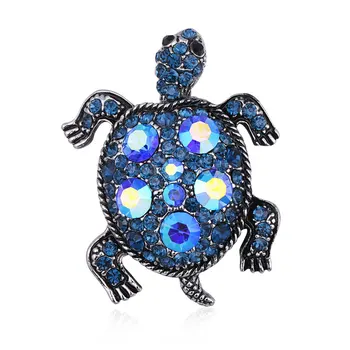 Blue Crystal Sea Turtle Sages Moterims Geltonos spalvos kalnų krištolas Vėžlio Gyvūnų Sagės Smeigtukai Moteriai Tiktų Marškinėliai, Šalikas Aksesuarai Dovanos