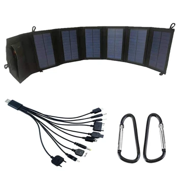 20W 5V, Sulankstomas Saulės baterijų, Saulės Energijos Saulės Elementų Paketą 10In1 USB Kabelis Nešiojamas Saulės energijos Įkroviklis, Telefonas, Skirtas Pėsčiųjų, Kempingas
