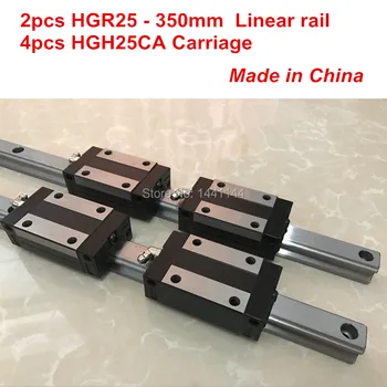 HGR25 linijinis vadovas: 2vnt HGR25 - 350mm + 4pcs HGH25CA linijinis bendrosios vežimo CNC dalys