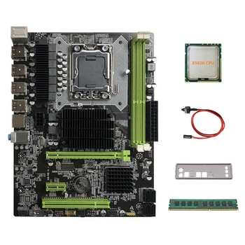 X58 Motininę LGA1366 Kompiuterio Plokštę Paramos RX Grafikos plokštė Su X5650 CPU+DDR3 4GB 1066Mhz RAM+Switch Kabelis