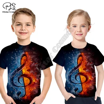 Liepsnos Muzika 3d Atspausdintas t shirts Vaikų Vasaros t-shirt Juokinga Viršūnes Boy Girl Trumpas Rankovės