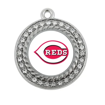 NAUJAS Beisbolo Cincinnati Reds komanda žavesio antikvariniai sidabro padengtą kristalų papuošalai