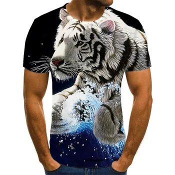 Vasaros 2021 Naujas 3D Atspausdintas T-shirt Gyvūnų Spausdinti vyriški T-shirt Spausdinti Laisvalaikio T-shirt O-kaklo Hip-Hop trumpomis Rankovėmis Dydis 110-6XL
