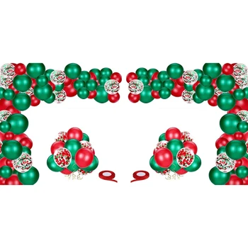 Raudonos, Žalios Balionų, Konfeti 12Inch Helio Balionų Girliandą Arch Rinkinys Su Raudonu Kaspinu Kalėdų Vakarėlį Balionai 102Pcs