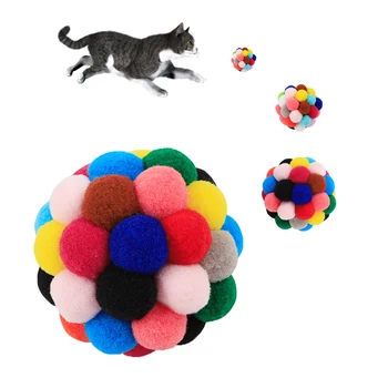 Spalvingas minkštas pliušinis kamuolys kačių žaislus, spalvingas pet pliušinis kamuolys katė Pliušinis Garso žaislas katė bell ball šuns žaislas 