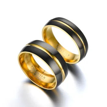 Titano Plieno Žiedas Populiarus Europoje ir Amerikoje Juodojo Aukso Dviejų spalvų Žiedas korėjos Versija Mėgėjams, Žiedas, Papuošalų Didmeninė