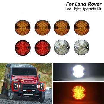 8Pcs Rūkyti Objektyvas Pilnas Led Lempos Upgrade Kit For Land Rover Defender 1990-2016 Priekiniai Rodiklio Žibintai Galiniai Rūko Žibintai