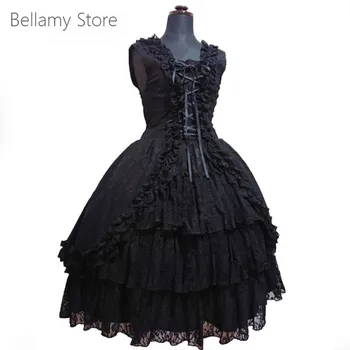 Gothic Lolita bako viršuje rankovių nėrinių mediniai ausies nėrinių nėrinių lankas poncho suknelė arbatėlė jsk