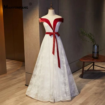 Elegantiška Siuvinėjimas Appliques Tiulio nuo Peties-Line Vestuvių Suknelė 2021 Karšto Pardavimo Brangioji Kaklo Valymo Traukinio Nuotakos Suknelė