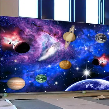Planetoje kosminę erdvę galaxy baras KTV restoranas foną 3D visatos žvaigždėtas dangus kambarį fone sienų tapetai
