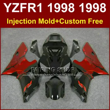 Raudona juoda ABS plastiko purvasargiai komplektas YAMAHA YZF R1 YZF1000 98 99 antrinėje rinkoje lauktuvės dalys R1 1998 1999 YZF R1 G7J