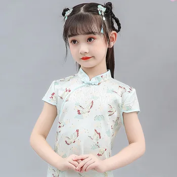 4-14 Metų Vaikai Mergina Drabužių Kinijos Hanfu Tango Kostiumas Suknelė Cheongsam Kūdikių Vaikai