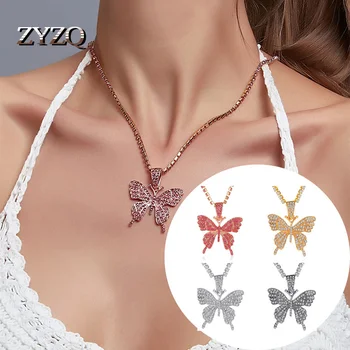 ZYZQ Aukštos Kokybės Drugelis Karoliai Crystal Butterfly Megztinis Grandinės Priedai, Didmeninė