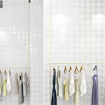Houndstooth tapetai apdailos paprasta high-end ypatingą mados ponios drabužių parduotuvė Šiaurės baltos spalvos modelis vaiskiai balta tapetai