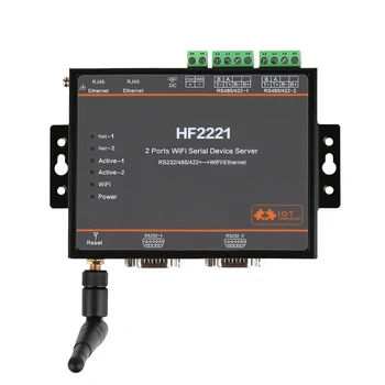HF2221 Pramonės Modbus 2 Serial Port WIFI Keitiklis Serijos Serveris RS232 RS422 RS485 prie WiFi, Ethernet Įrenginys TCP Protokolas