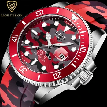 LIGE Prekės ženklo Žiūrėti Vyras Mada Sporto Laikrodžiai Vyrams, Atsitiktinis Silikono Juosta 30ATM Vandeniui Data Laikrodžius Šviesos Vyrų Laikrodžiai