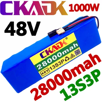 48V akumuliatoriaus 13s3p 28ah baterija 1000W didelės galios baterija eBike elektrinių dviračių (BMS), su XT60 plug