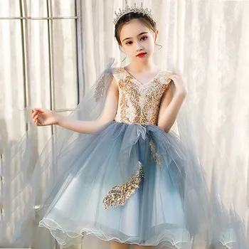 Reljefiniai Tiulio Juoda Nėrinių Kamuolys Suknelė Gėlių Mergaičių Suknelės, China Girl Princesė Dress Mergaitė Vestuves Suknelė Pirmoji Komunija Vestido