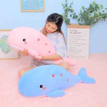 Naujas 1pcs 60/80/100cm Animacinių filmų banginis pliušinis žaislas didelių žvaigždžių žuvų gyvūnų pagalvę vaiko miego komfortą lėlės gimtadienio dovana lėlės