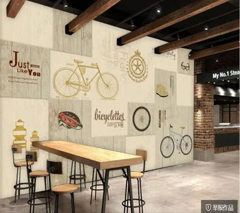 Papel de parede dviračių abėcėlė medienos tekstūros kavinė 3d tapetai,svetainė, tv wall miegamojo sienos dokumentų namų dekoro juosta freskos