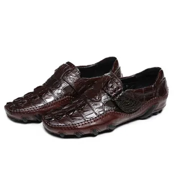 VVbrown naują atvykimo krokodilas vyrų batai naujų verslo laisvalaikio Tikros krokodilo odos vyriška avalynė banga ruda vyrų batai