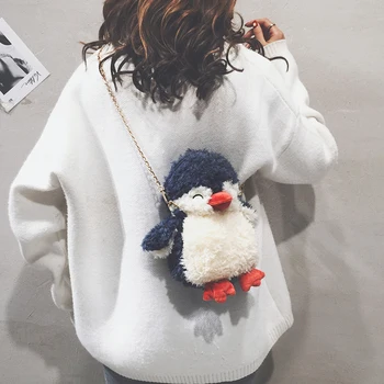 Pingvinas Crossbody Maišelį, Pliušinis žaislas, minkšti lėlės animacinių filmų gyvūnų Kuprinė monetų piniginės mergina paketą, gimtadienio, Kalėdų dovana 1pc