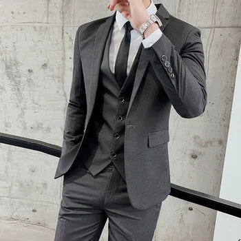 (Švarkas+Liemenė+Kelnės) 2022 Naujausio Dizaino Juodos Oficialų Vyrų Kostiumai Mados Jaunikis Tuxedos Vestuves Mens Kostiumai trijų dalių kostiumą