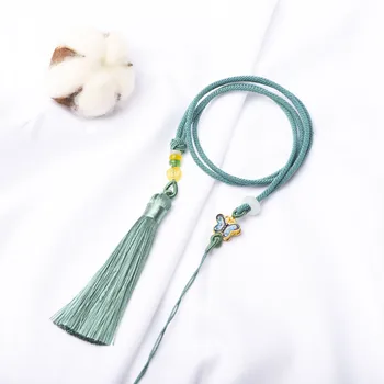Jade kutas krištolo, agato pakabukas virvelę mažas drugelis lydinio maišelyje papuošalai kabinti ant kaklo virvelę