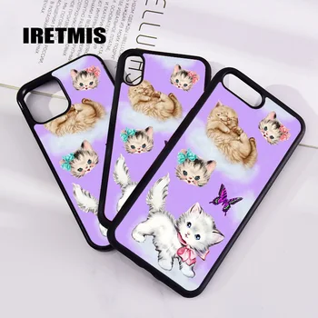 Iretmis 5 5S SE 2020 6 6S Telefono Case Cover For iPhone 7 8 Plus X Xs 11 12 13 MINI Pro Max XR Silikono Cat Kitten Debesis Modelis