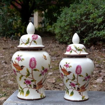 Europos Stiliaus Rožinės spalvos Porceliano puodą Ornamentu Viešbučio Restorane Keramikos šventykla jar baldus Keramikos Apdaila porceliano jar