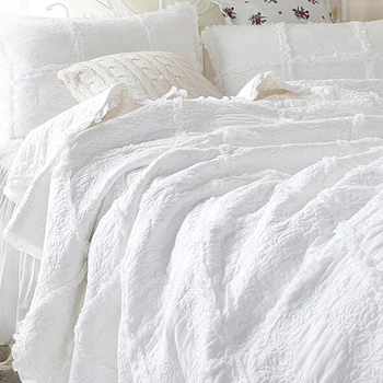 3pcs medvilnės, baltos spalvos siuvinėjimo kratinys antklodė&pagalvę pseudo oro kondicionavimas danga/lovatiesė visą karališko dydžio colcha cama de casal