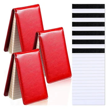 Mini Pocket Notepad 3 Rinkinys.5X5.5In A7 Nešiojamų Verslo Notepad Su 50 Vidinių Puslapių Ir 6 Notepad Pakeitimo,Raudona