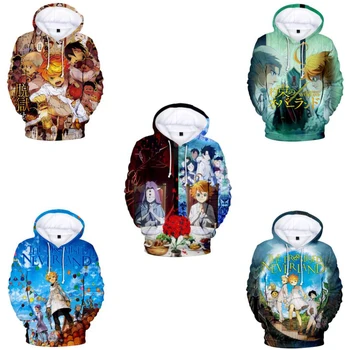 Anime Pažadėjo Neverland Cosplay Hoodie Moterų, Vyrų Harajuku Palaidinės Streetwear Hip-Hop Megztinis Su Gobtuvu Striukė Viršutinių Drabužių Siuvimas