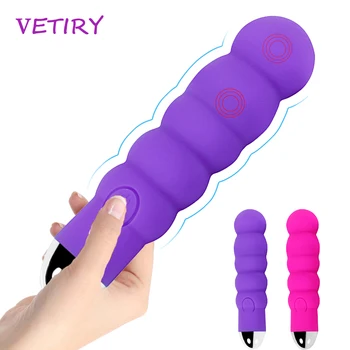 VETIRY Dildo Vibratorius USB Įkrovimo G Spot Vibratorius AV Stick Magic Wand Analinis Kaištis Klitorio Vaginos Stimuliatorius Sekso Žaislai Moterims