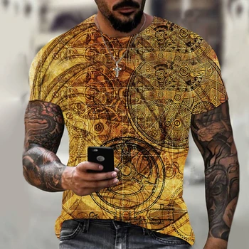 Vyriški Vasaros 3D Atspausdintas Kompasas T-Shirt Hip-Hop Stiliaus Didelio Dydžio Marškinėliai Cross Stiliaus O-Kaklo trumpomis Rankovėmis Vyrams, Drabužiai