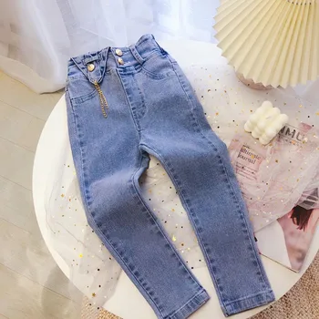 Karšto pardavimo vaikai džinsinio audinio kelnės 2021 m. pavasarį, rudenį naujų plonas džinsai vaikams minkštas kaubojus kelnes baby girl kelnės, džinsai wz23