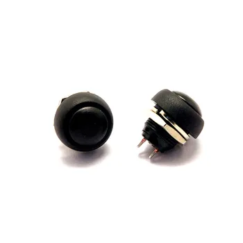 Mažas mygtukas jungiklis atsparus vandeniui pereiti Nuo naujo PBS - 33b 12mm, juoda, nr. užrakto jungiklis