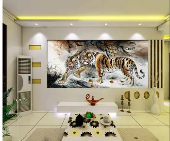 3d sienų freskomis tapetai Namų Puošybai Tigras tapybos tapetai kambarį pritaikyti tapetai, sienų