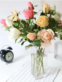 10 Vnt Vienu Filialu Rose Dirbtinės Gėlės Apdailos Gėlių Sienos Vestuvių Fone Namų Sodo Puošmena Šilko Gėlės Rožės